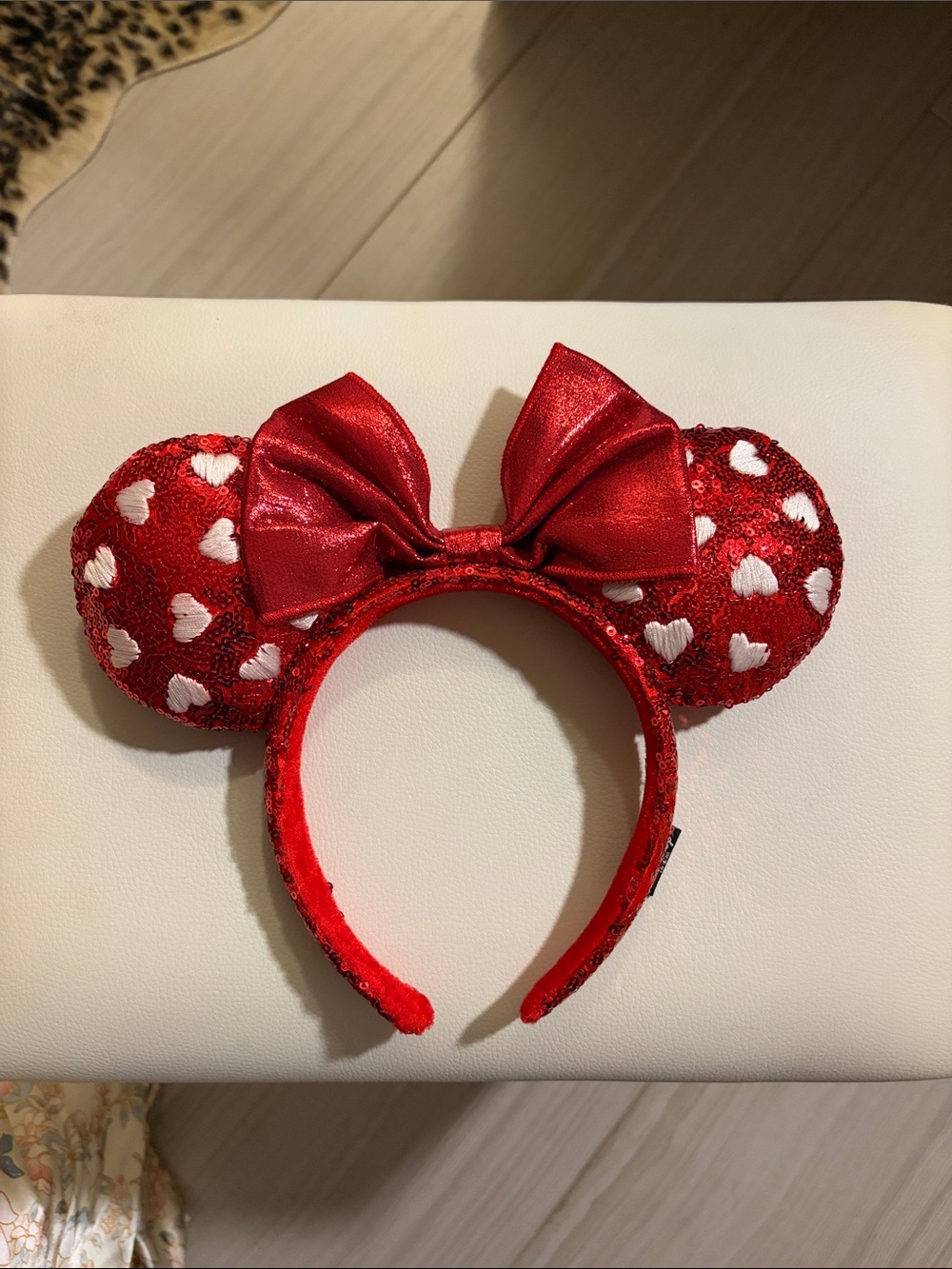Disney Red Sequin Minnie Style Headband with Bow